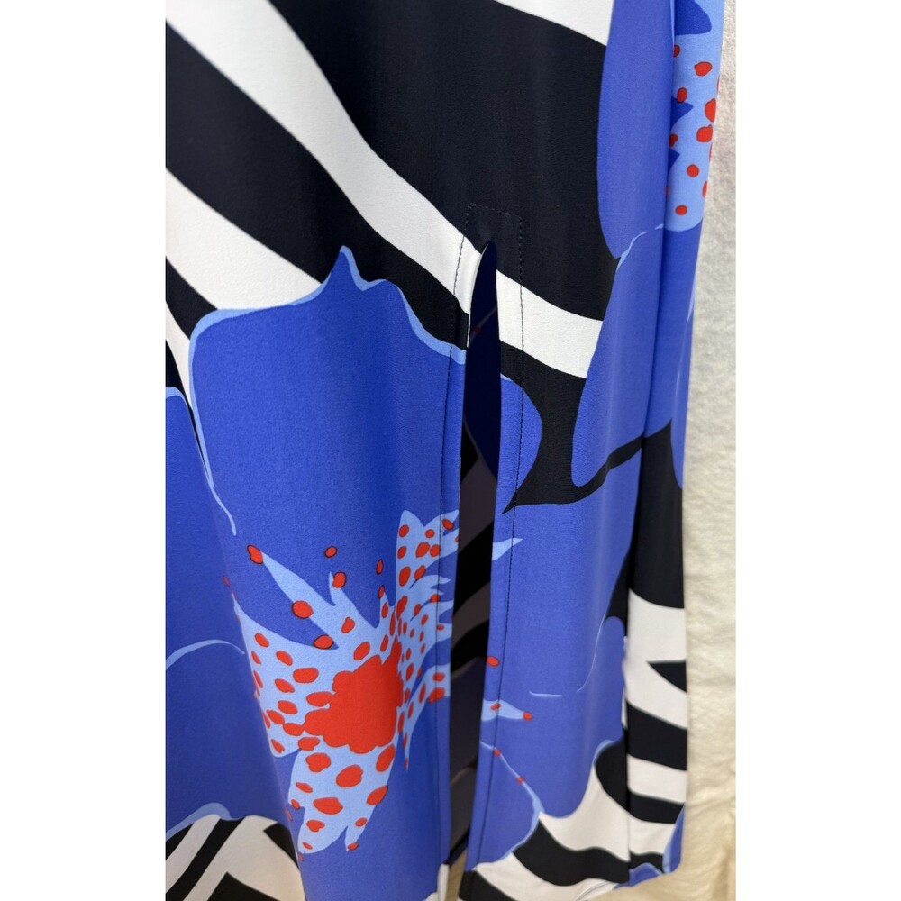 Jude Connally Dress Small Jude Cloth Racerback Zebra Floral Midi Front Slit Blue - Picture 6 of 9